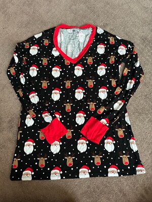 Bums And Roses Women s Santa Pajama Top Black Size L