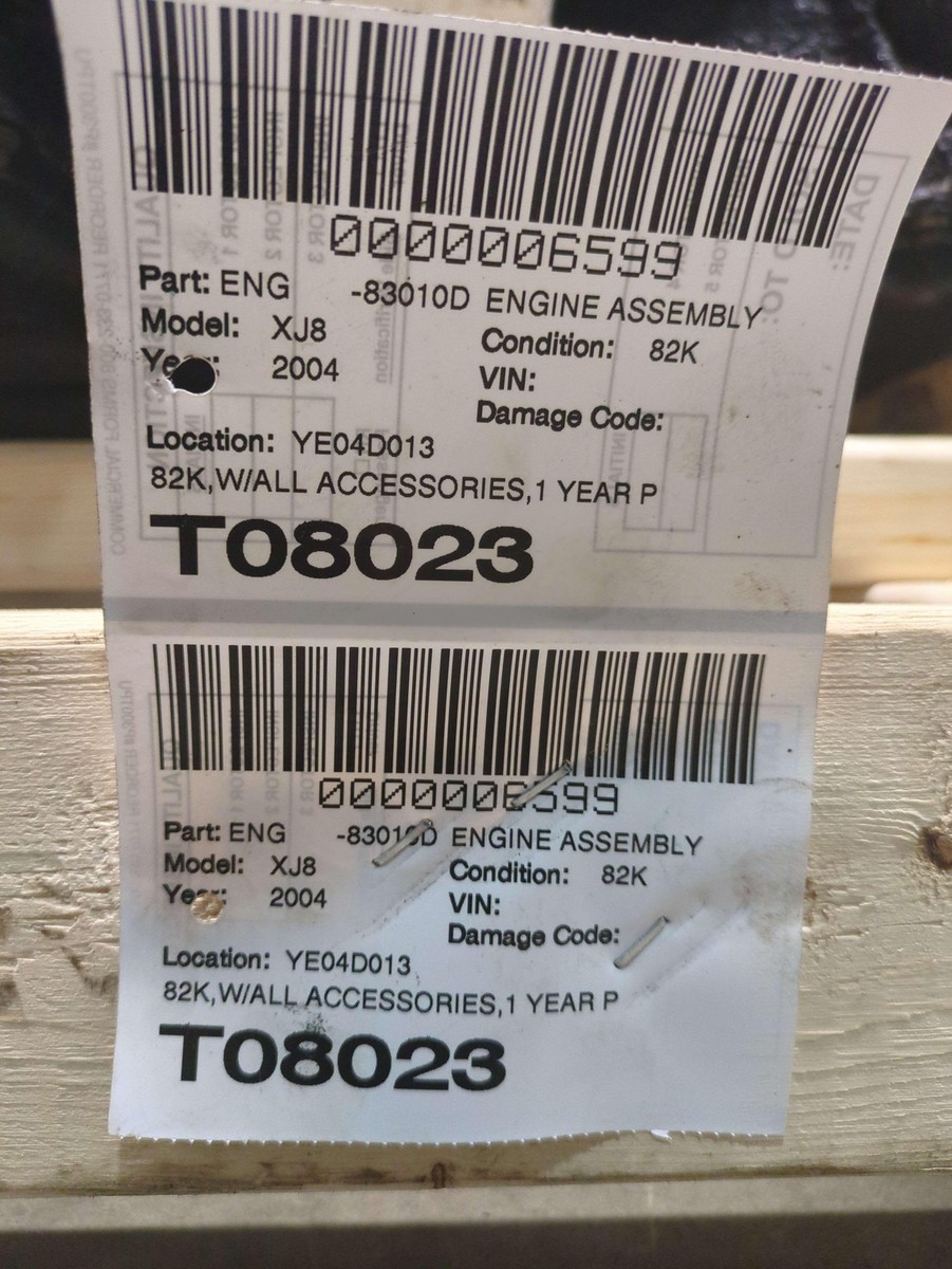 2004 Jaguar XJ8 4.2L Engine Motor AT RWD VIN C 8th Digit 82k