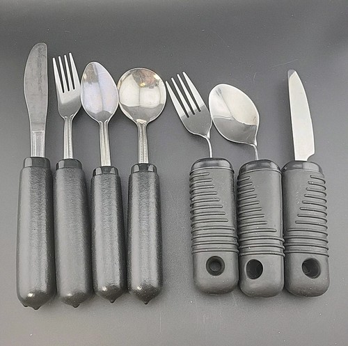 7 Pieces Daily Living Aid4 Weighted 3Oversized Slanted Flatware Adaptive Utensil