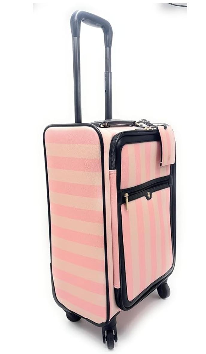 Victoria's Secret PINK Striped Carry On Rolling Suitcase Spinner