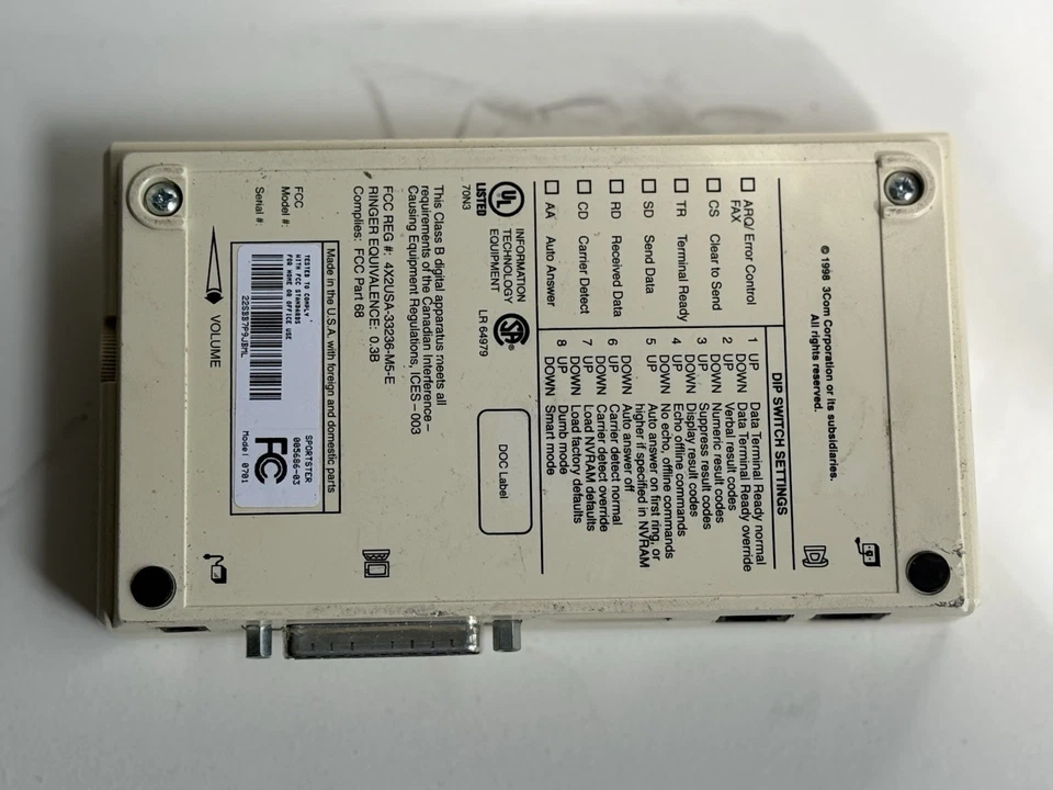 US Robotics Sportster V.90 External Faxmodem 56K Model 005686-03 Pre-owned - Image 2 of 4