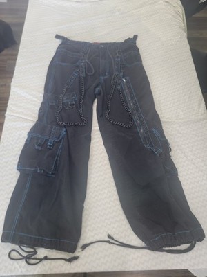Tripp NYC Bondage Pants Black Blue Wide Leg Chains Straps Goth Punk Mens Large
