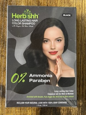 Herbshh Hair Color Shampoo with Argan Oil Hair Mask Travel Size Black Exp. 7-27