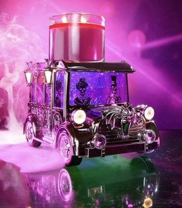 Bath & Body Works Skeleton Light Up 3-Wick Candle Holder Halloween Purple Silver