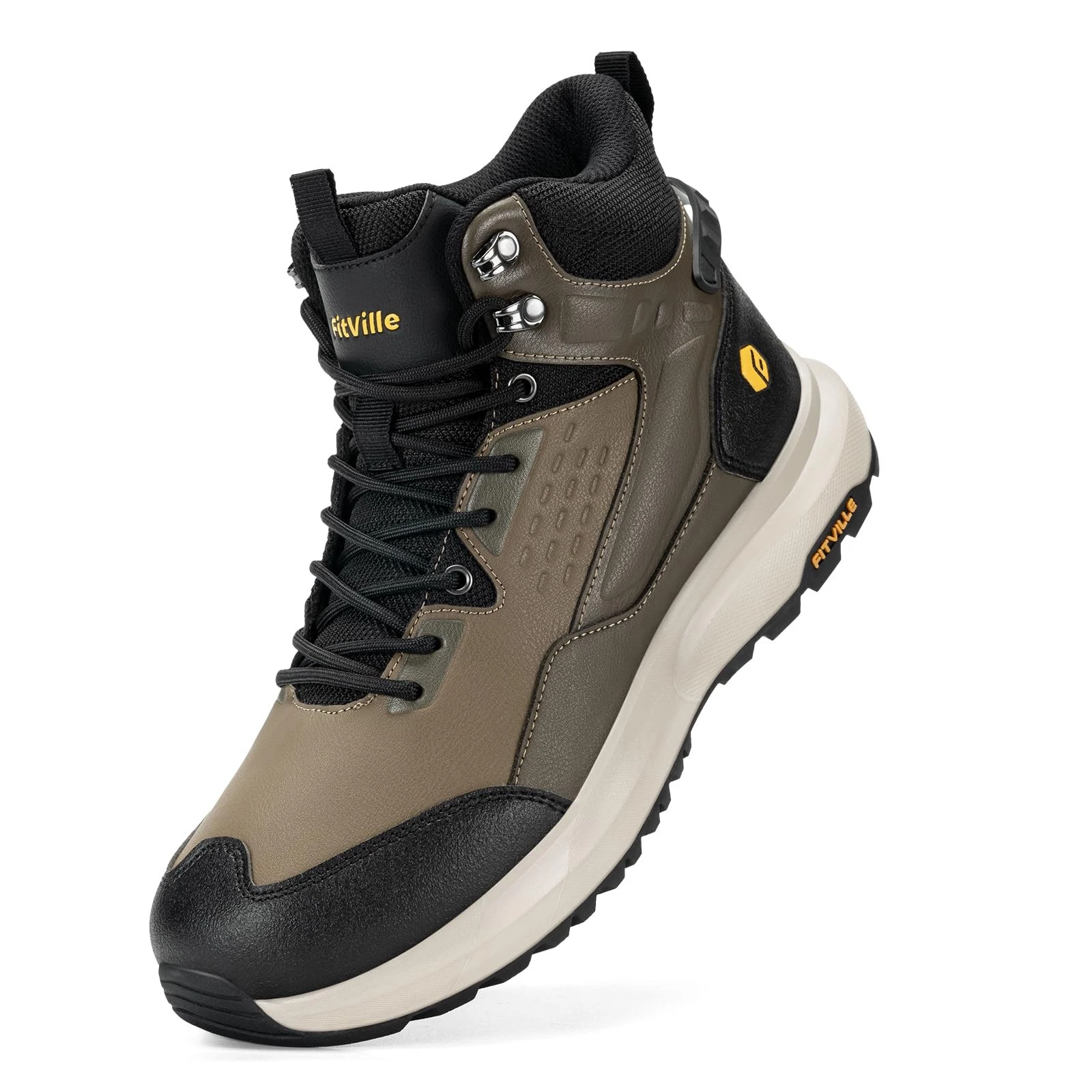 Wide Mens Boots All-Terrain Non-Slip Men's Hiking Boots Mid Height Outdoor Tr...