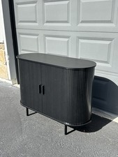 MCM Style  Black Sliding Sideboard Cabinet