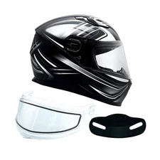 Typhoon Helmets Adult Full Face Dual Lens Snowmobile Helmet w/Drop Down Sun S...