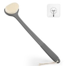Grey Back Scrubber, Shower, 17-Inch Long Anti-Slip Handle, Wet, Dry Body Brush