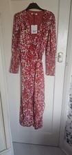 Glamorous Wrap Long Dress UK 12 Red cream Pink leopard print Drive Em Wild DLSB 