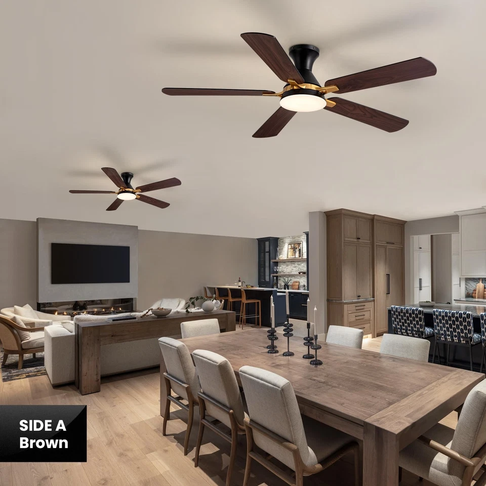 52" Modern Ceiling Fans with Lights and Remote Control/APP 5 Blades Black Low... - Image 4 of 4