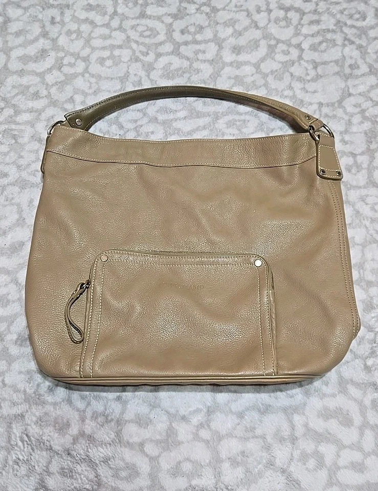 BOLSO BANDOLERA LONGCHAMP de cuero suave beige tostado 12×15×5 Foto 2 de 4
