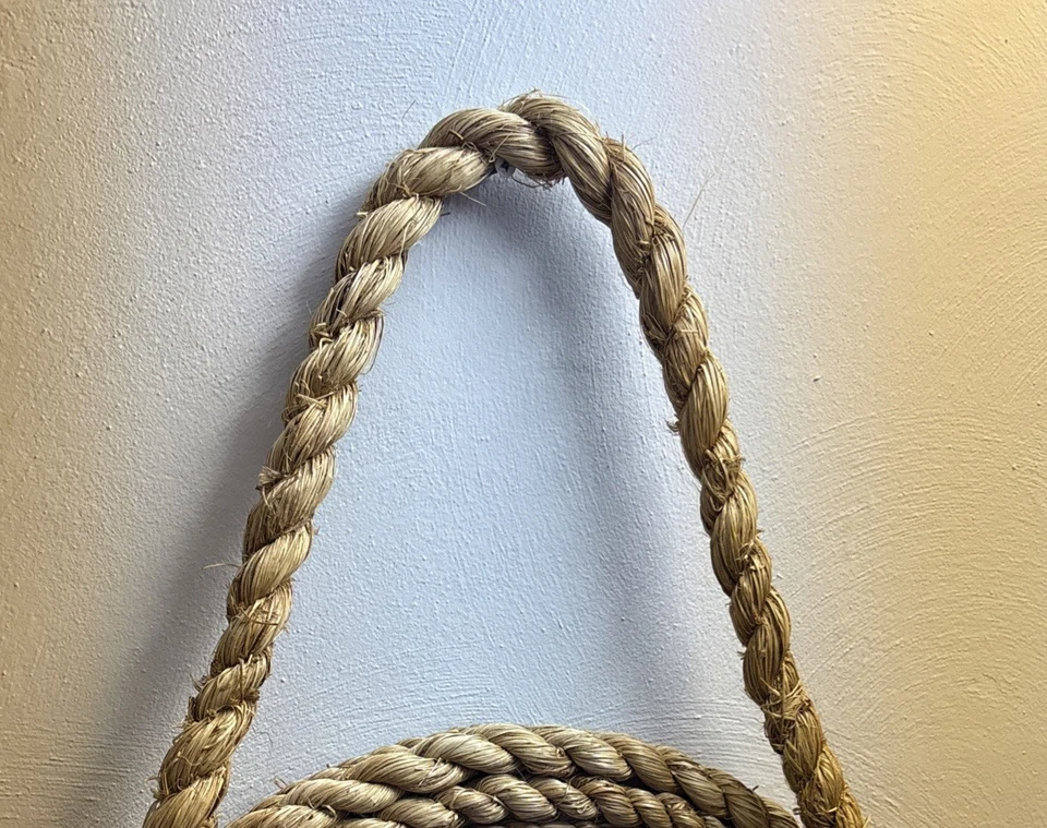 14" Round Rustic Nautical Primitive Mirror with Thick Rope, Wall Decor - Image 3 of 4