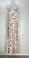 Show Me Your Mumu Dress Womens Medium White Floral Maxi Goddess Gown Strappy