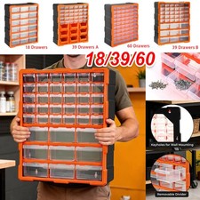 Multi Drawers Parts Organiser Wall-Mount Storage Cabinet Nuts Bolts Tools Clear
