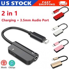 3.5mm Headphone Jack AUX Splitter Adapter and Charger For iPhone 12 11 XS X 8 7
