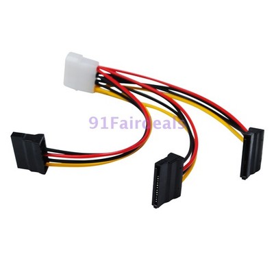 LOT IDE 4PIN Male to SATA Power Cable Splitter 1 to 3 SATA Adapter HDD Cable