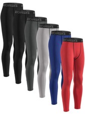 5-6 Packs Boys Compression Leggings, Youth Compression Pants Tights, Boys Leg...