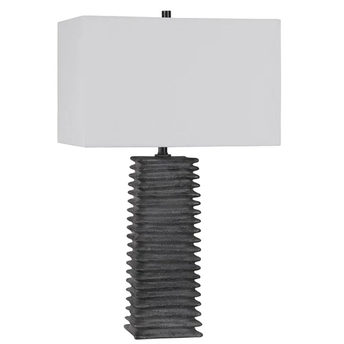 Rustic Modern Metallic Charcoal Table Lamp Ribbed Industrial Ceramic Dark Gray - Picture 4 of 6
