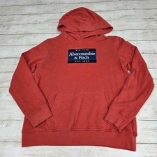 Abercrombie Kids Logo Patch Pullover Hoodie 13/14 Light Red Long Sleeve Fleece