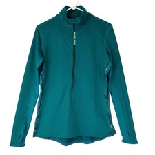 Nike Pro Dri-FIT Half Zip Pullover Large Teal Green Mock Neck Long Sleeve Size L