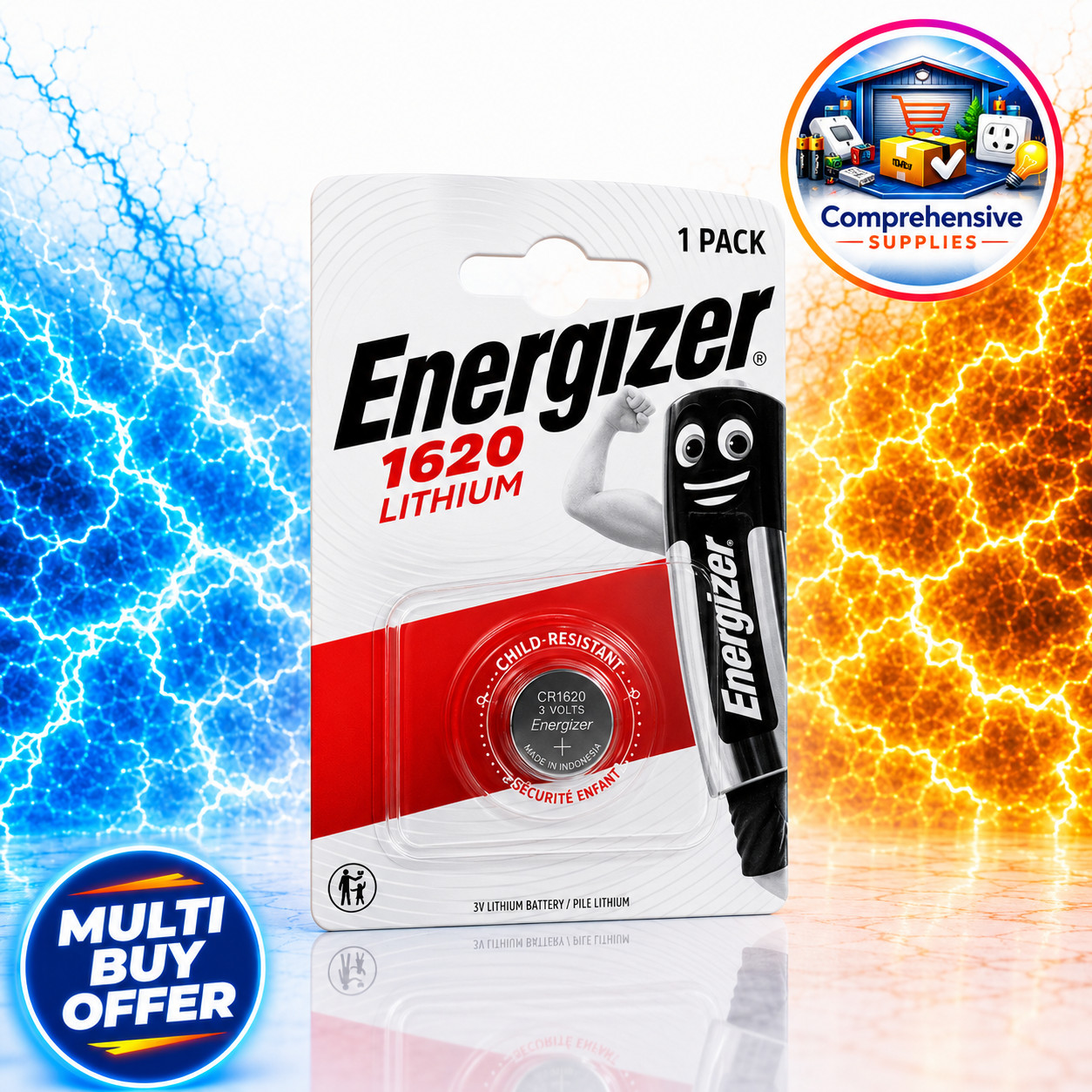 Energizer CR1620 3V Lithium Coin Cell Battery - DL1620 KCR1620 BR1620