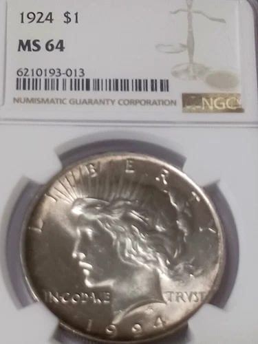 1924 PEACE DOLLAR NGC MS64 REALLY NICE