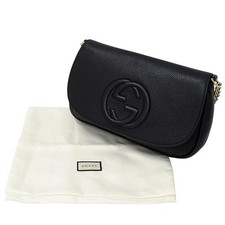 Auth Gucci Soho Leather Shoulder Bag 536224 Black Chain Shoulder Strap Japan