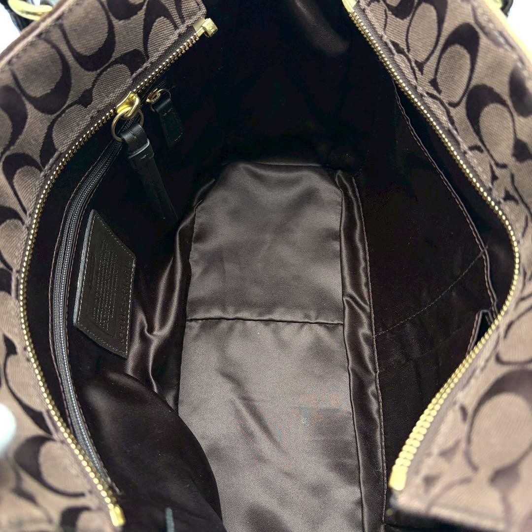 COACH Tote Bag Patchwork Suede Leather Brown  ◯ A… - image 19