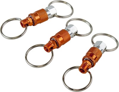 Freeman KEYQC3 Pull Apart Coupler Keychain with 2 Split Rings, 3 Orange 