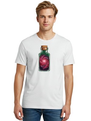 Galaxy-In-A-Bottle-32 Mens Graphic Tee, 100% Cotton, Casual Summer Wear