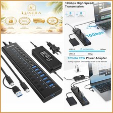 16 Port Powered USB Hub 10Gbps USB-C 3.2 8x USB-A 8x USB-C Aluminum