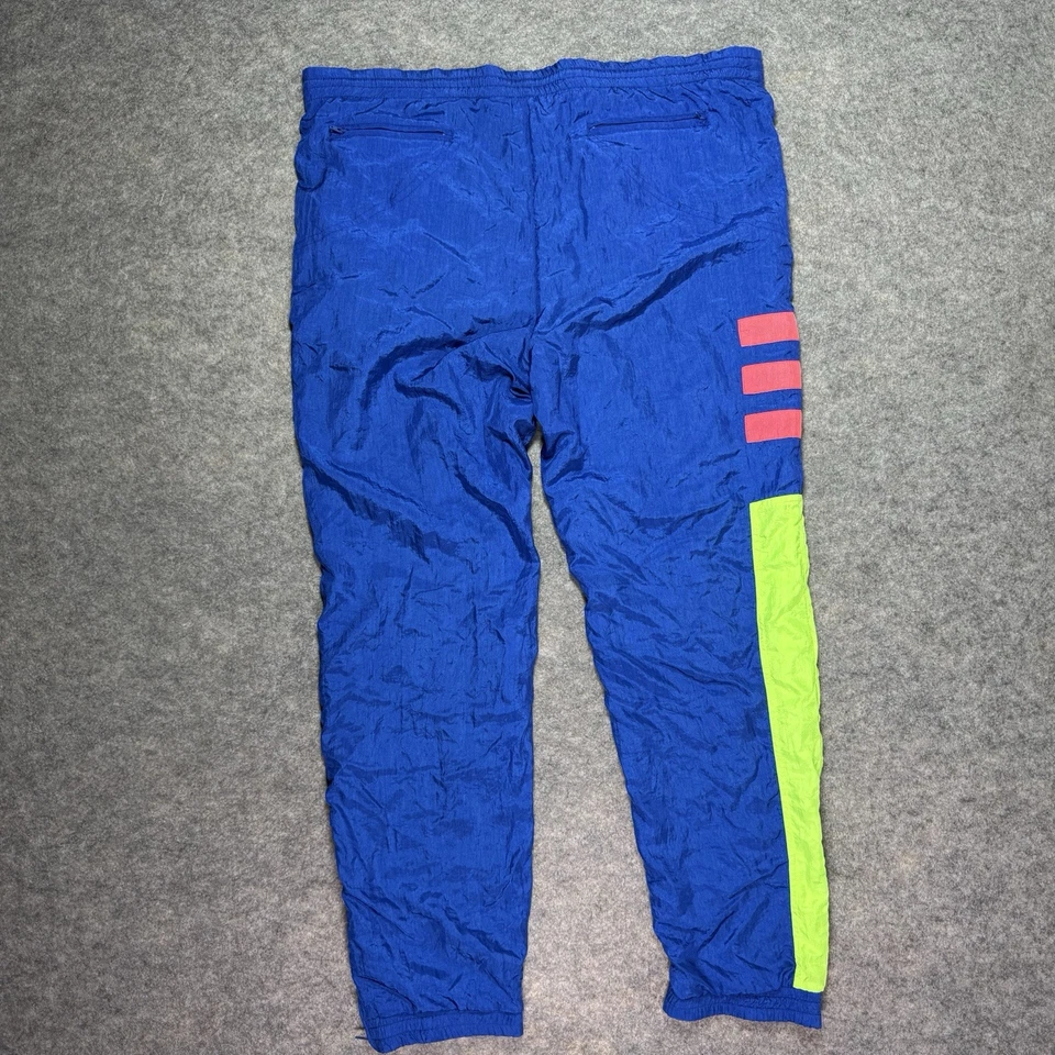 Adidas Original Trifolio Retro Track Pant Men's Sz Fits W42xL32 Blue Neon Green - Image 2 of 4