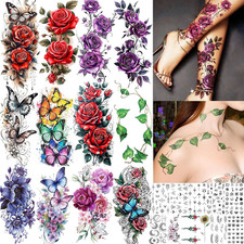 23 Sheets Watercolor 3D Rose Butterfly Temporary Tattoos for Women Adults Arm Sl
