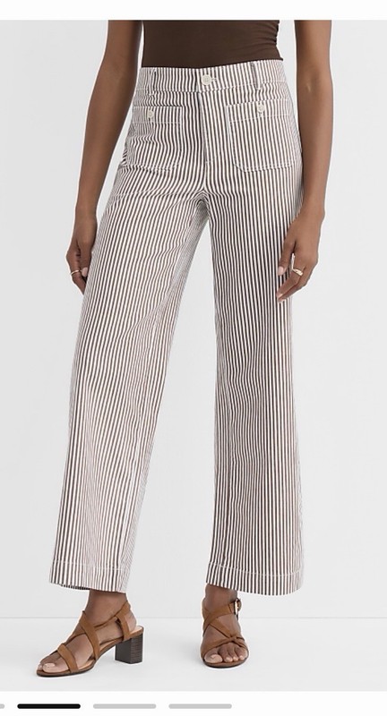 Loft the Palmer Wide-Leg Pants in Cocoa Stripe - Size 12 Tall