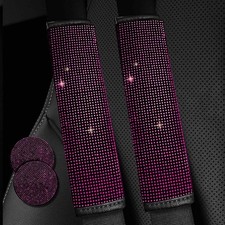 2PCS Pink Bling Car Seatbelt Strap Covers for Women Girls - Crystal Rhineston...