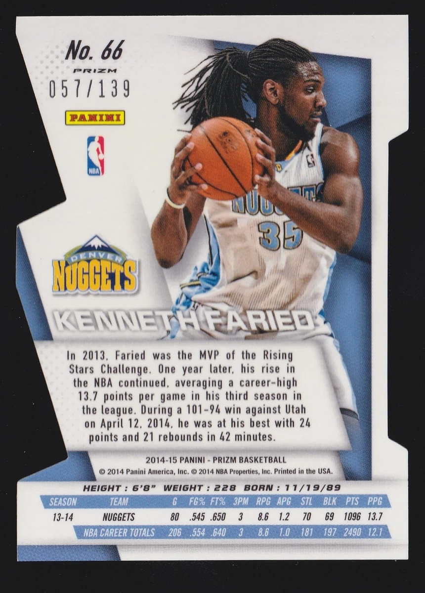 2014-15 Panini Prizm Kenneth Faried #66 Die-Cut Orange Prizm 057/139 Nuggets