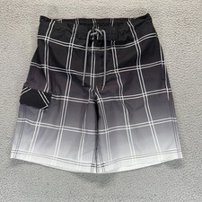 George Mens Black Plaid Drawstring Waist Brief Lined E-Board Swim Shorts Size M