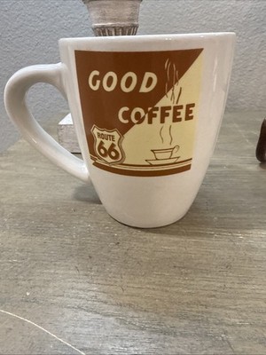 2003 Route 66 ''Good Coffee Route 66'' Large White Ceramic Coffee Mug 16 Oz.