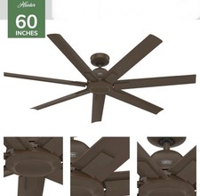 Hunter 60" Matte Bronze 7 Blade Damp Rated Wall Control Ceiling Fan
