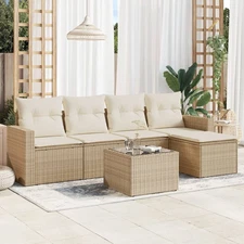 Garden Sofa Set Beige PE rattan Large Modular Garden Sofa Set