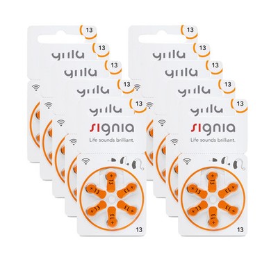 60x Siemens Signia 13 Hörgerätebatterien - P13 PR48 orange