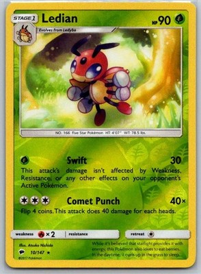 Ledian 10/147 SM Reverse Holo  Burning Shadows NM