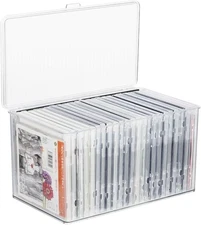 Rainmae CD Storage Box Clear Plastic Organizer DVD with 