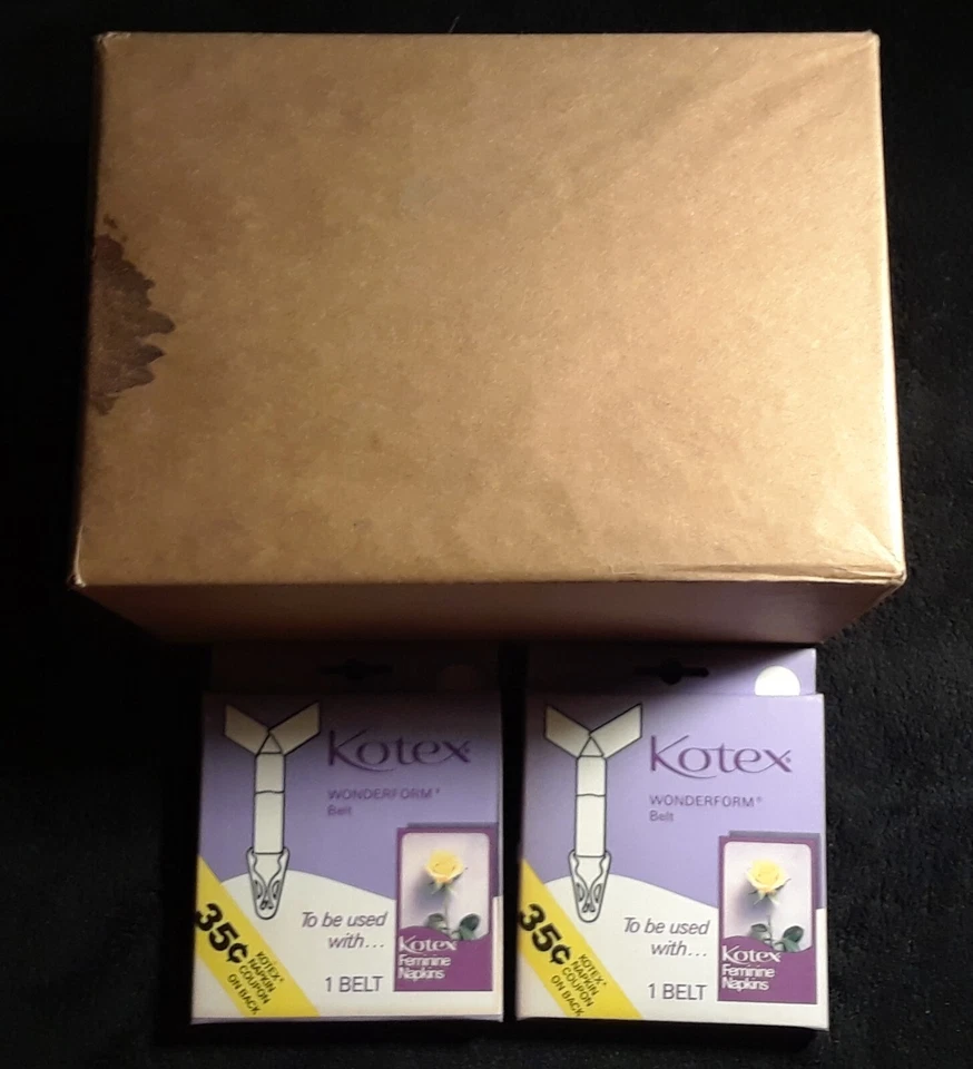 Servilletas Modess Años 50 Caja Sellada De 12 Envolturas Originales Regulares + 2 Cinturones Kotex Foto 2 de 4