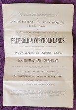 1887 Auction Brochure & Plan for 40 Acres of Land at Wymondham & Besthorpe.