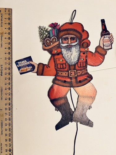 Vintage RARE Jumping Jack Pull String Santa Paper Decoration Denmark Christmas - Picture 2 of 8