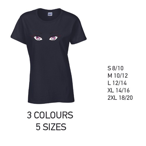 Pink Eyes Damen Baumwolle T-Shirt 3 Farben 5 Größen verfügbar bedruckt - Bild 2 von 7