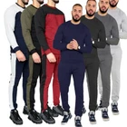 Mens Slim Fit Round Neck Crew Neck Panel Full Tracksuit Set Top & Bottom