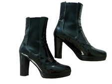 SALE  PRADA BLK, PATENT LEATHER, PLATFORM, ANKLE BOOTS, SIZE IT 39 US 8.5