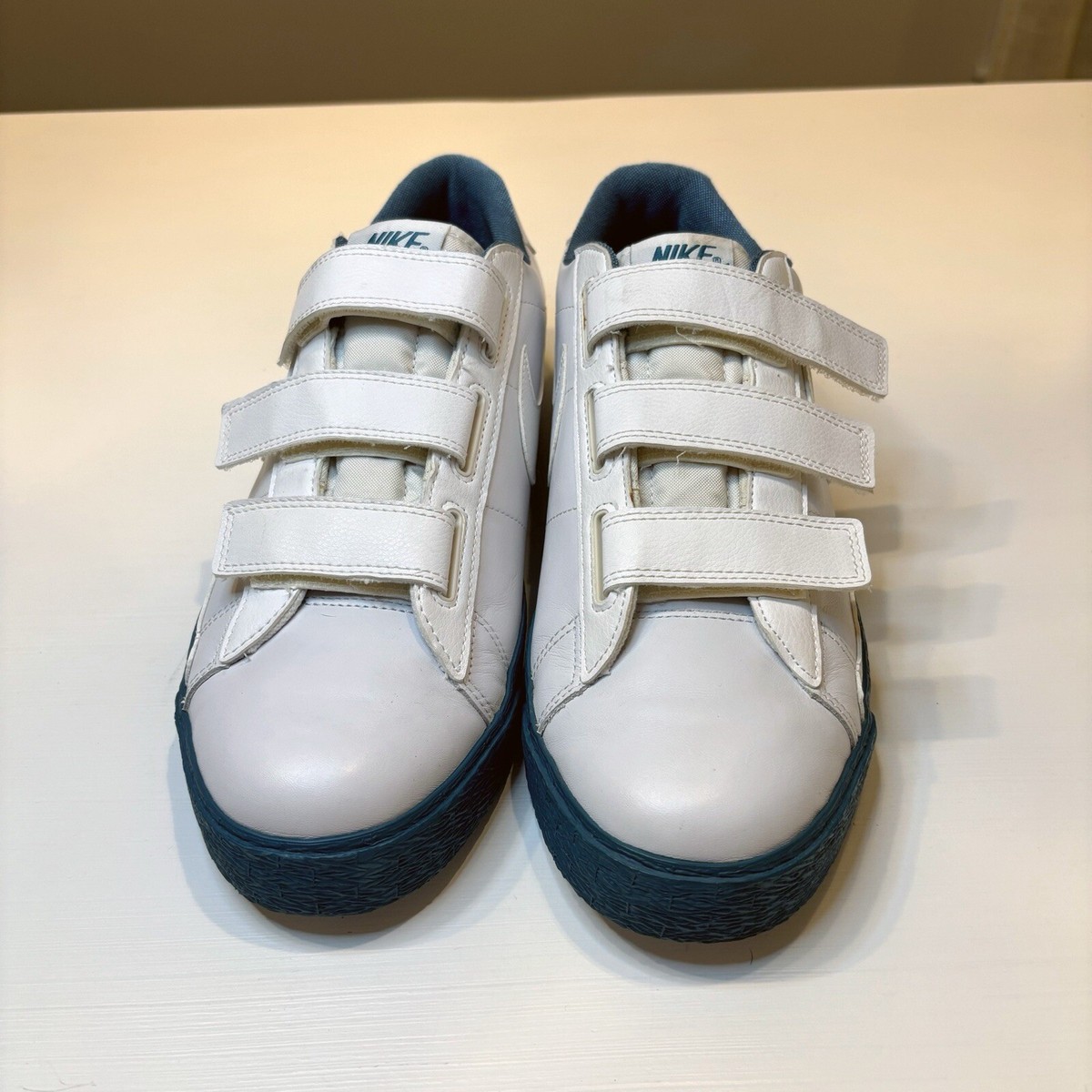 Vintage Nike Blazer AC Strap Leather White Bluegrass Size 12  display picture 1